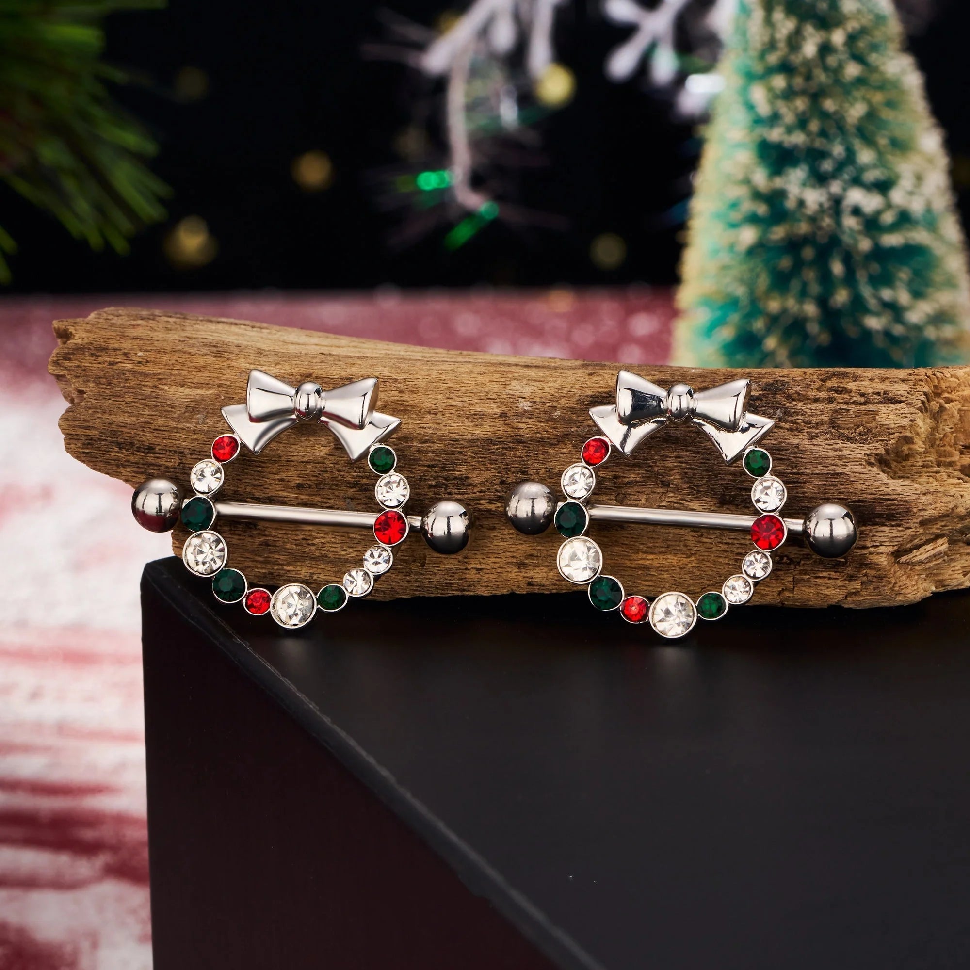 Christmas Nipple Rings | Festive Holiday Nipple Jewelry | Crystalqiao ...