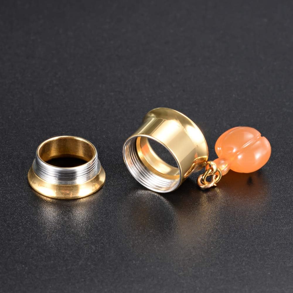 1 Pair Screw Ear Gauges Flesh Plugs and Tunnels Skull Dangle Matched Earrings - QIAO CrystalQIAO CrystalQIAO Crystal