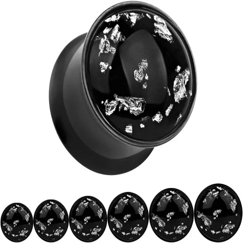 1 Pair Simple Golden Gold - foil Ear Plugs Tunnels Gauges Stretcher Piercings - QIAO CrystalQIAO CrystalQIAO Crystal