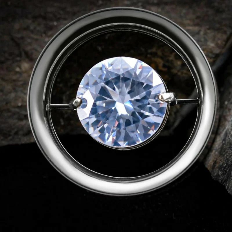 1 Pair Stainless Steel Tunnels Gem Ear Plugs Eyelet Gauges for Ears Screw - QIAO CrystalQIAO CrystalQIAO Crystal