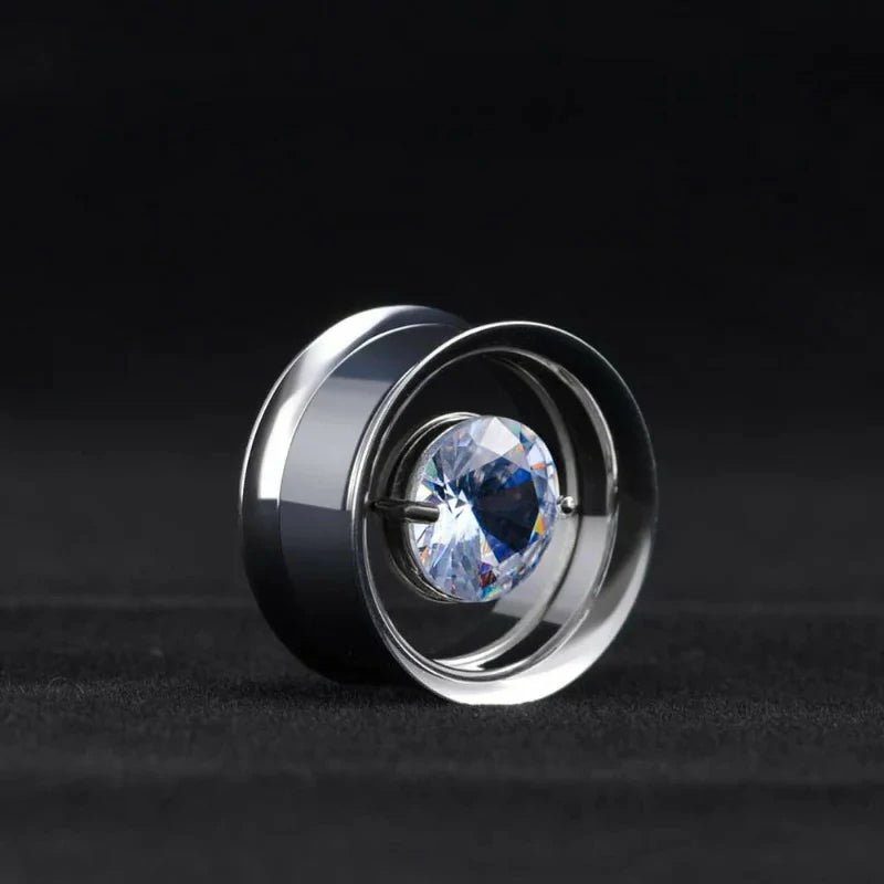 1 Pair Stainless Steel Tunnels Gem Ear Plugs Eyelet Gauges for Ears Screw - QIAO CrystalQIAO CrystalQIAO Crystal