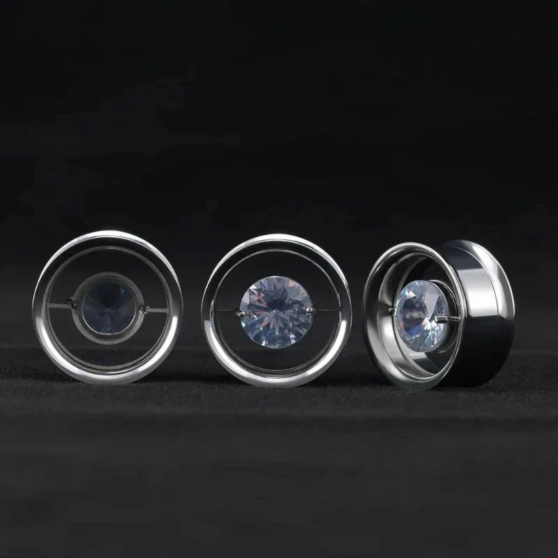 1 Pair Stainless Steel Tunnels Gem Ear Plugs Eyelet Gauges for Ears Screw - QIAO CrystalQIAO CrystalQIAO Crystal