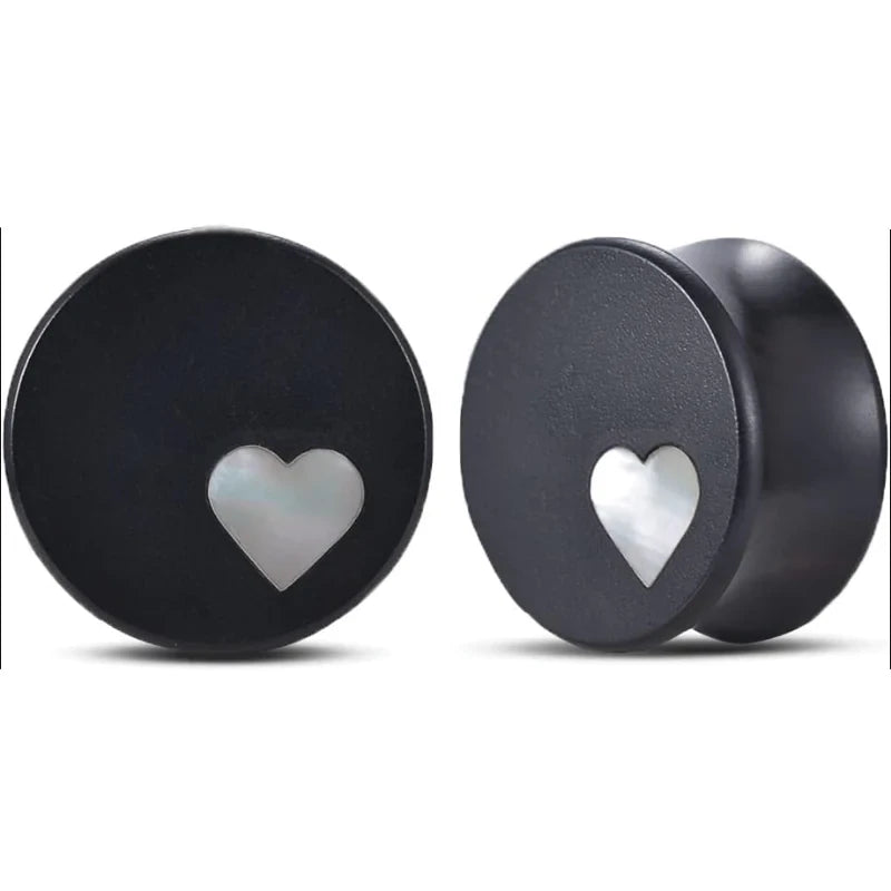 1 Pair Tunnels Heart Logo Earrings Expander Stretchers - QIAO CrystalQIAO CrystalQIAO Crystal