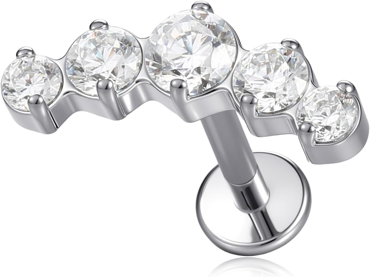 1 Piece Flat Back Earrings Cartilage Studs Tragus Conch Helix Piercings Cubic Zirconia Earring - QIAO CrystalQIAO CrystalQIAO Crystal