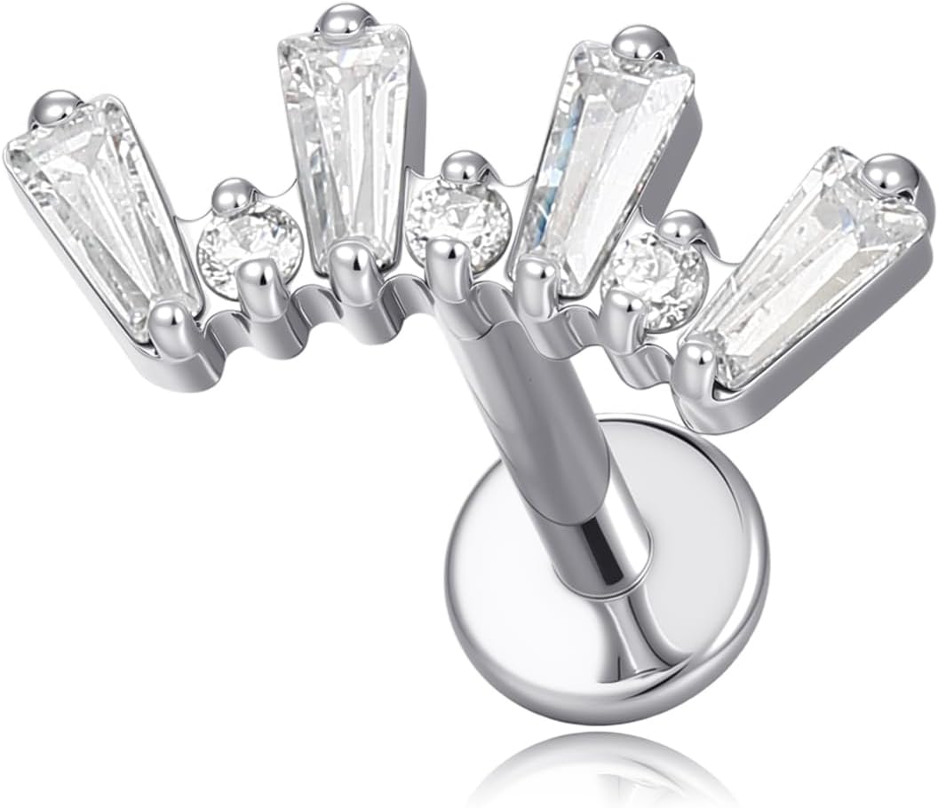 1 Piece Flat Back Earrings Cartilage Studs Tragus Conch Helix Piercings Cubic Zirconia Earring - QIAO CrystalQIAO CrystalQIAO Crystal