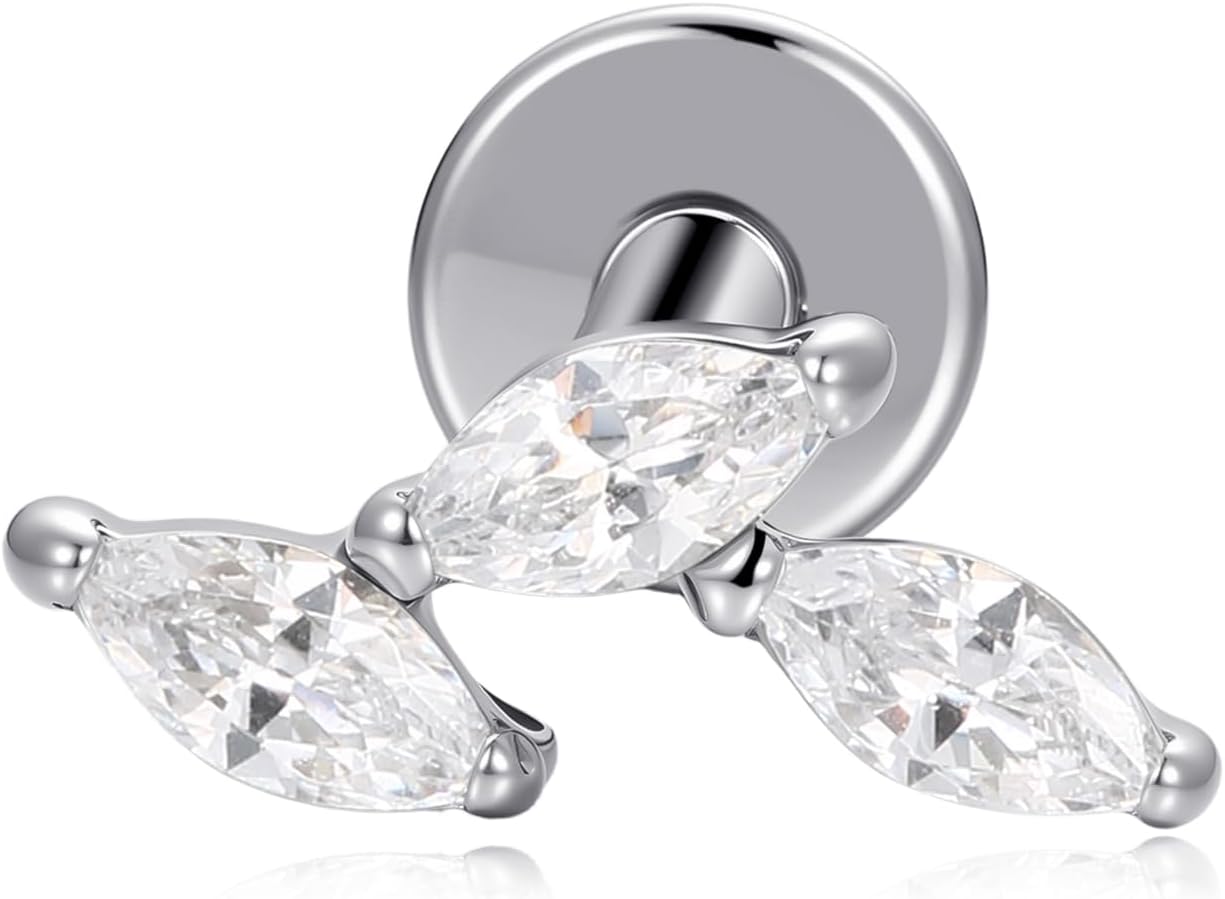 1 Piece Flat Back Earrings Cartilage Studs Tragus Conch Helix Piercings Cubic Zirconia Earring - QIAO CrystalQIAO CrystalQIAO Crystal