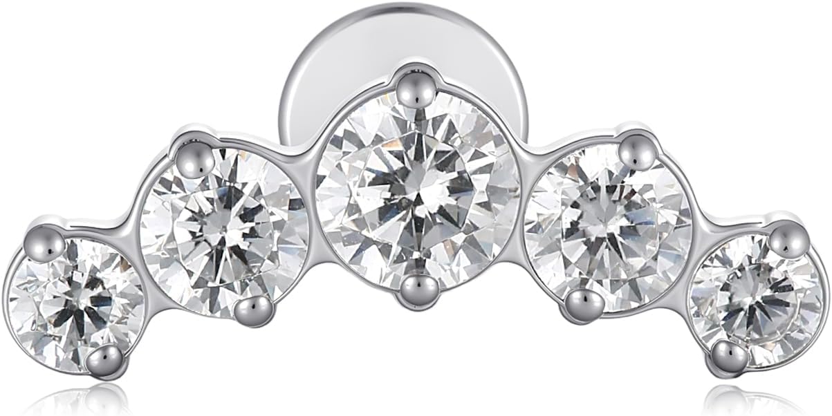 1 Piece Flat Back Earrings Cartilage Studs Tragus Conch Helix Piercings Cubic Zirconia Earring - QIAO CrystalQIAO CrystalQIAO Crystal