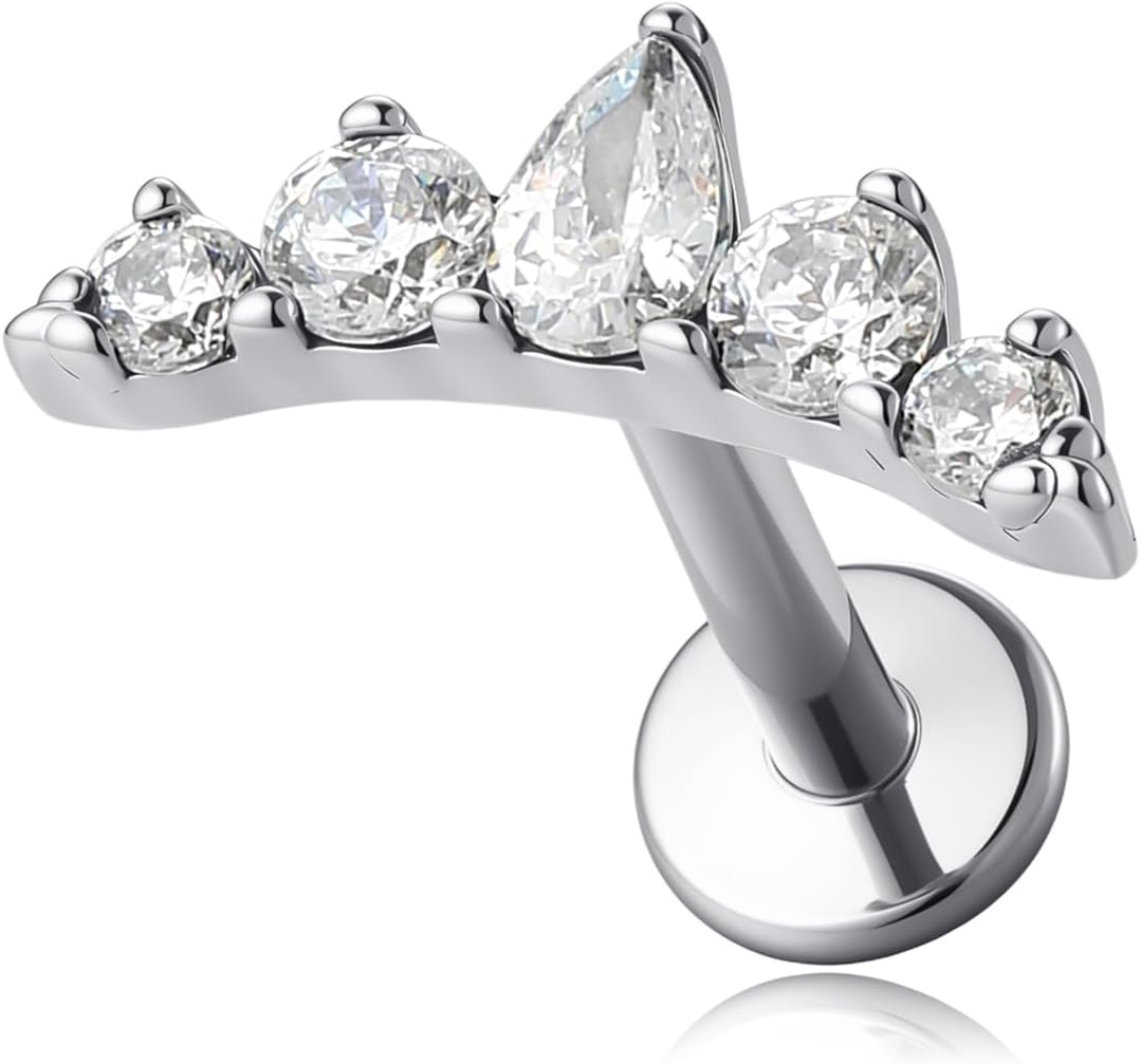 1 Piece Flat Back Earrings Cartilage Studs Tragus Conch Helix Piercings Cubic Zirconia Earring - QIAO CrystalQIAO CrystalQIAO Crystal