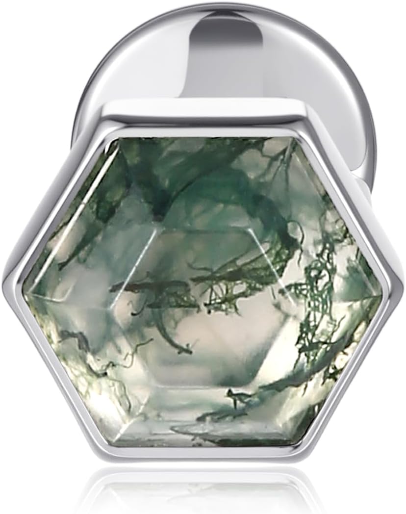 1 Piece Labret Lip Piercing 16G ASTM F136 Titanium Synthetic Natural Stone Silvery Ear Cartilage - QIAO CrystalQIAO CrystalQIAO Crystal