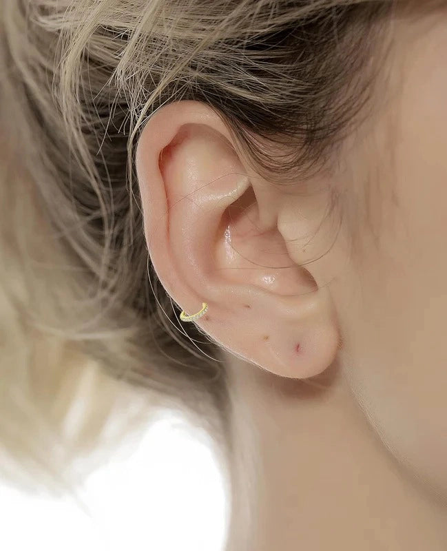 10Pcs Nose Ring Hoop Paved Flower Leaf Feather CZ Cartilage Earrings Nose Piercing