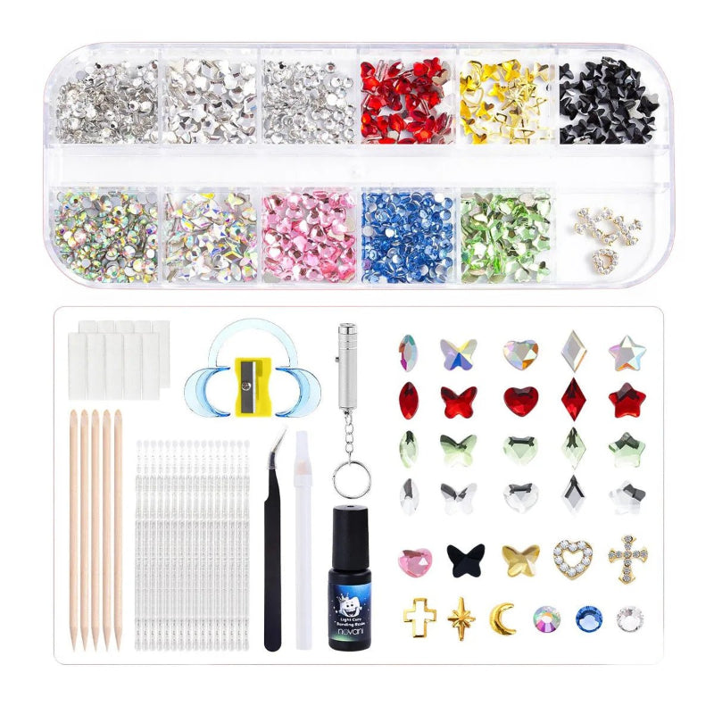 12 compartment box gem set 10 pieces tooth decorative gem set professional DIY tooth gem set tooth gem set - QIAO CrystalQIAO CrystalQIAO Crystal