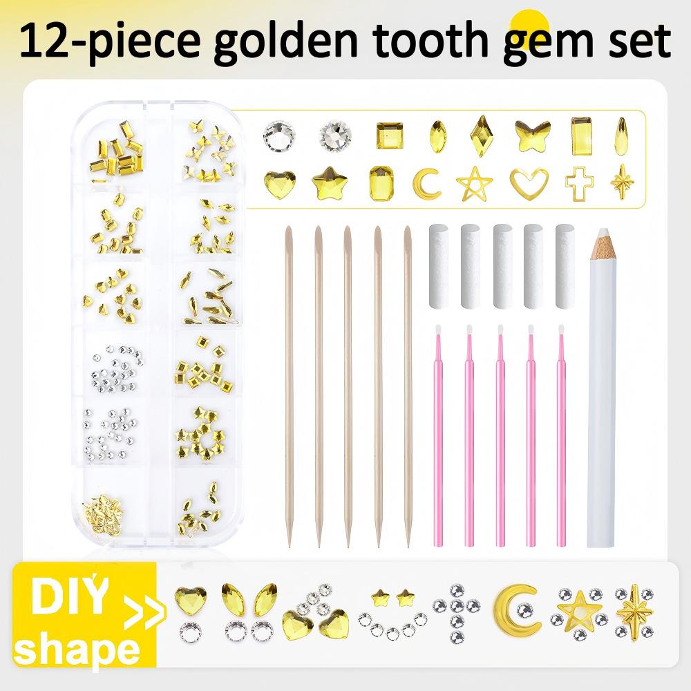 12 - pieces Original DIY Tooth Gemz Starter Kit – Temporary Cosmetic Crystal Gems for a Sparkling Smile – Easy At - Home Application - QIAO Crystal我的商店QIAO Crystal