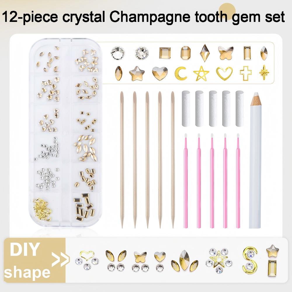 12 - pieces Original DIY Tooth Gemz Starter Kit – Temporary Cosmetic Crystal Gems for a Sparkling Smile – Easy At - Home Application - QIAO Crystal我的商店QIAO Crystal