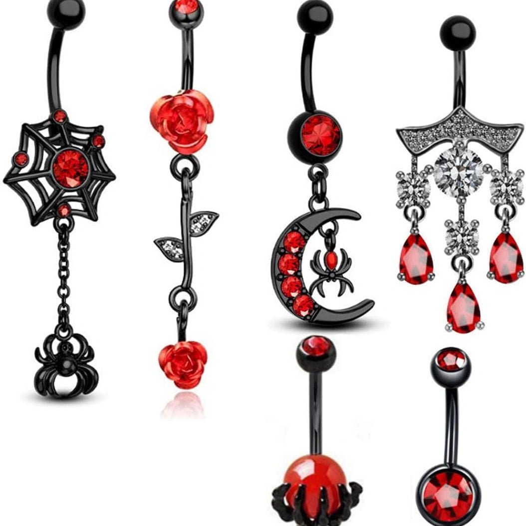 12PCS Belly Button Ring 14G Belly Rings Surgical Stainless Steel Navel Rings Belly Button - QIAO Crystal我的商店QIAO Crystal