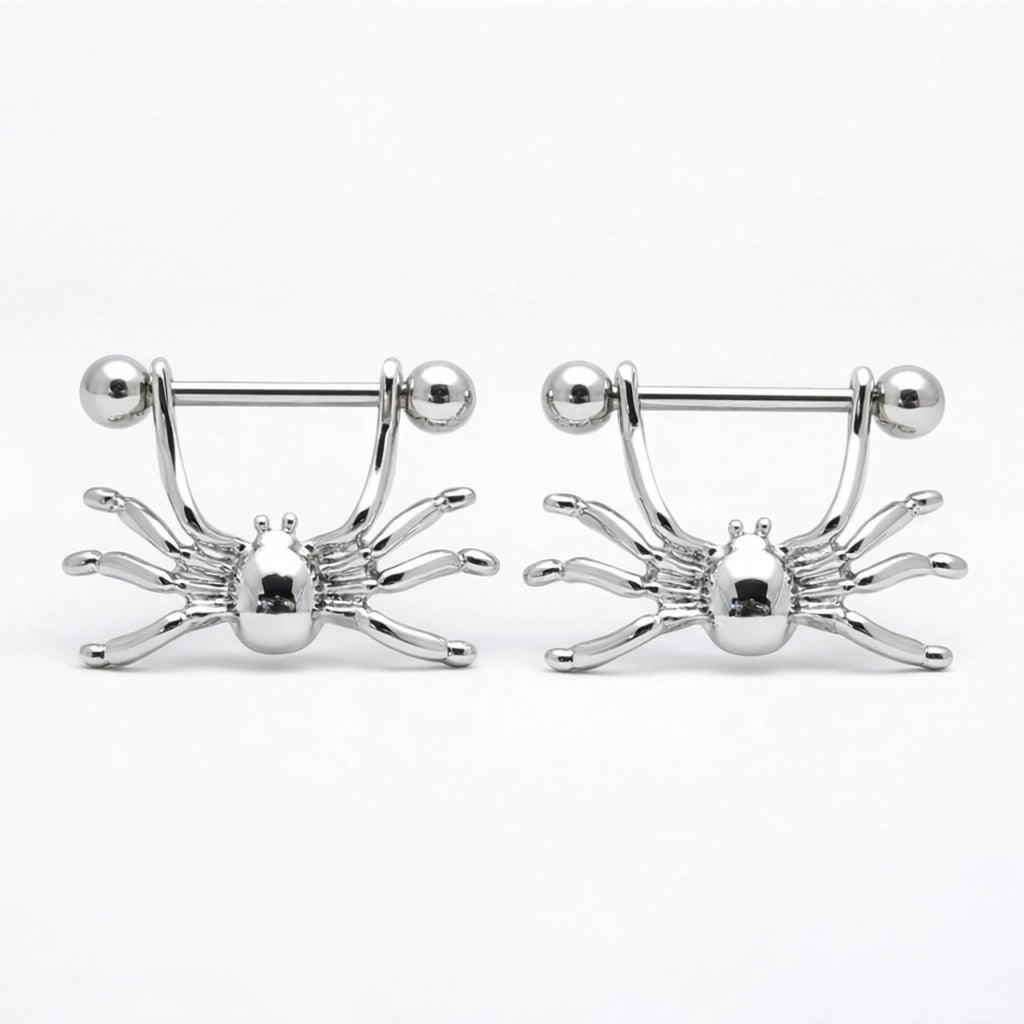 14G Spider Hanger Surgical Steel Nipple Ring Shields