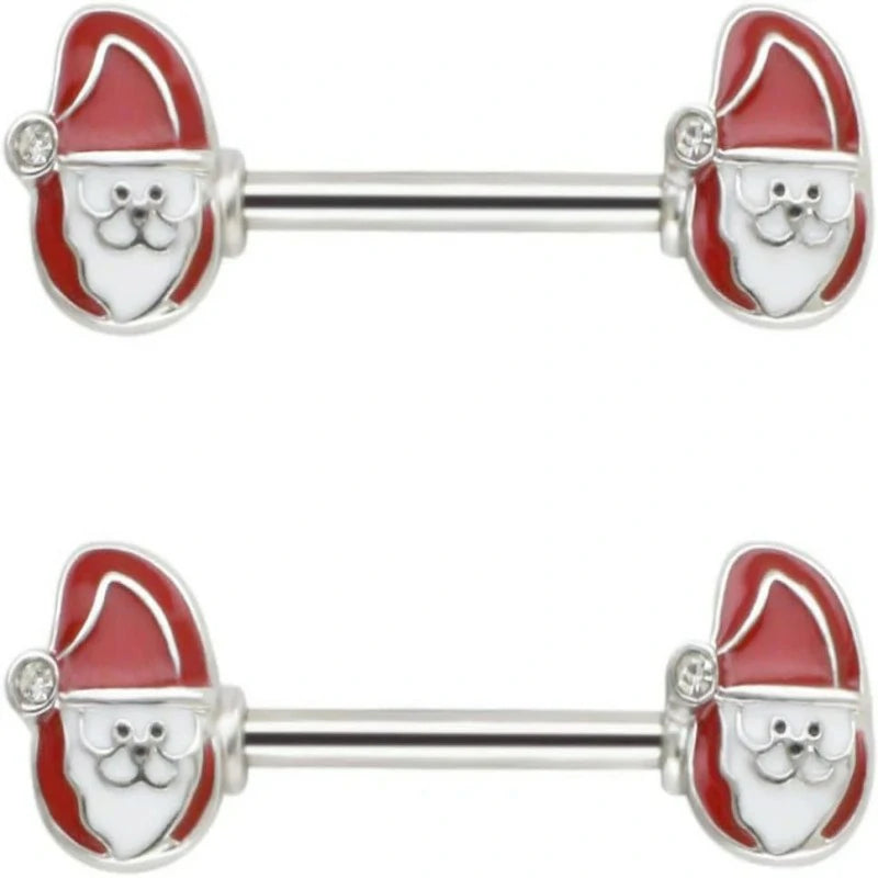 14G Christmas Small Bell Round Nipple Ring 316L Surgical Stainless Steel Nipple Barbell