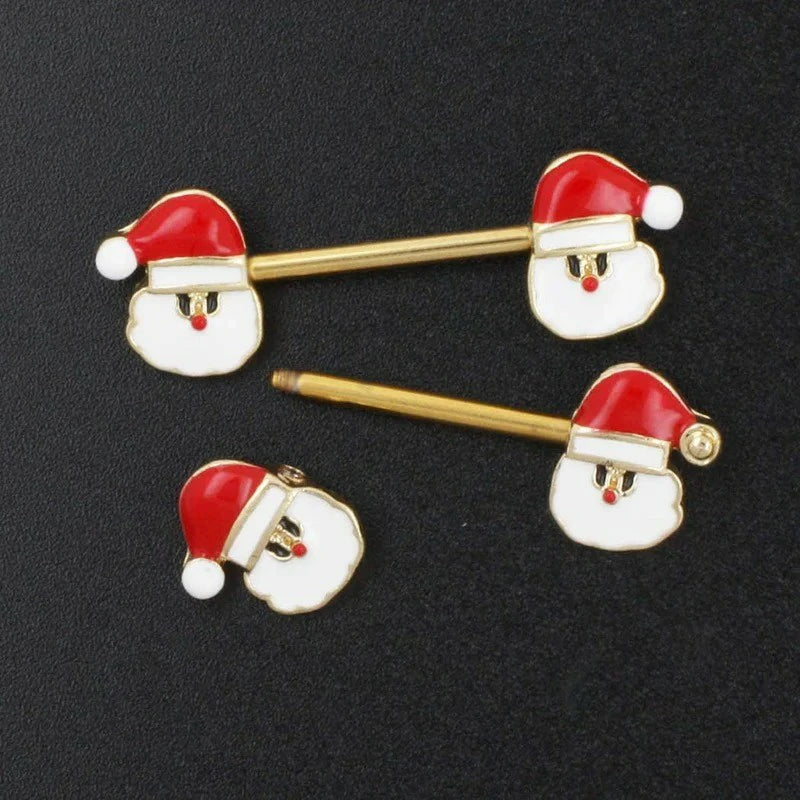 14G Christmas Small Bell Round Nipple Ring 316L Surgical Stainless Steel Nipple Barbell