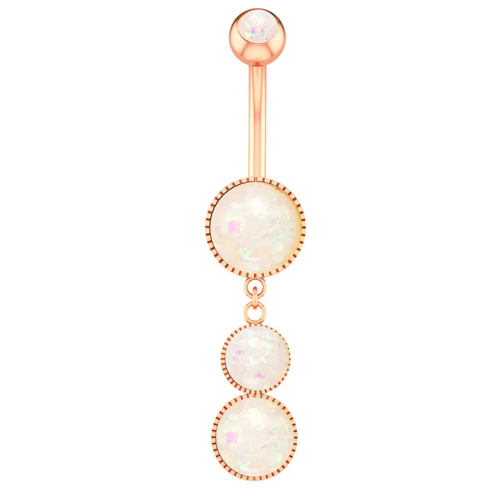 Dangle Belly Button Ring Hypoallergenic Surgical 14G Navel Button Piercing CZ Flower Heart Curved