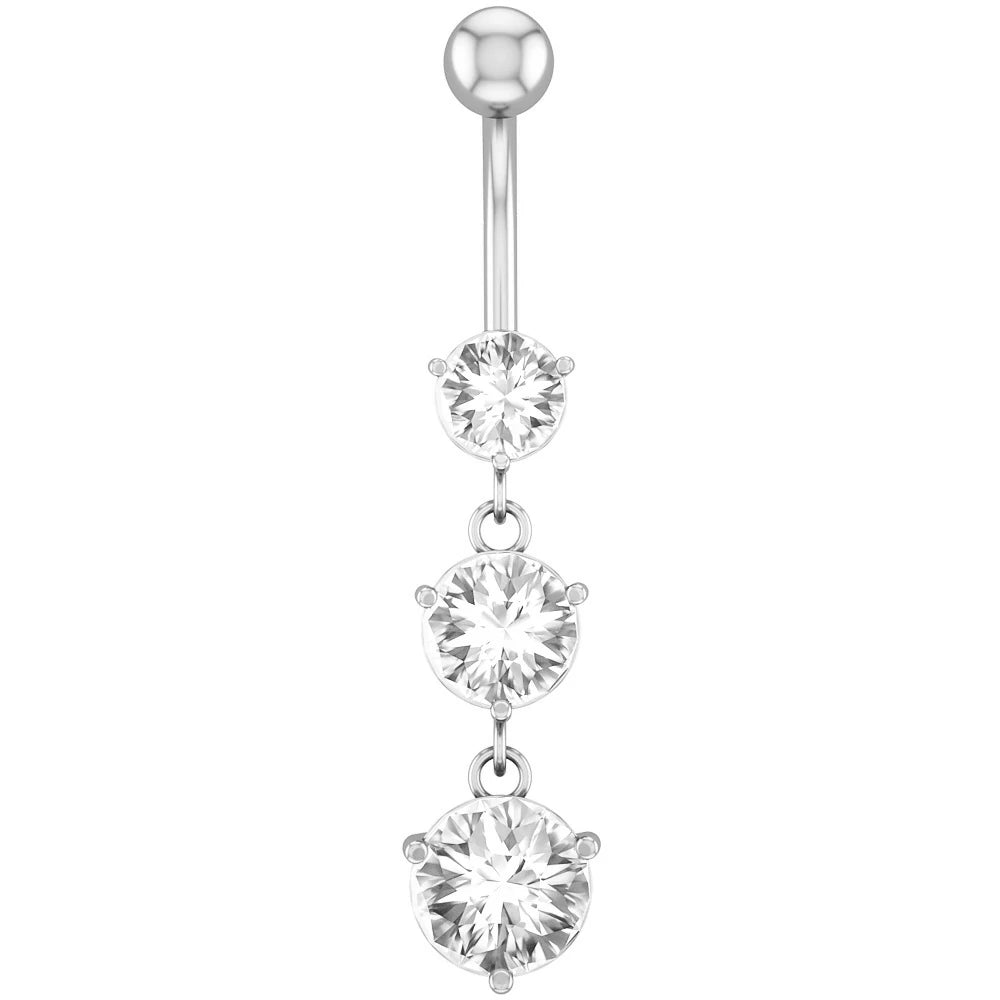 Dangle Belly Button Ring Hypoallergenic Surgical 14G Navel Button Piercing CZ Flower Heart Curved