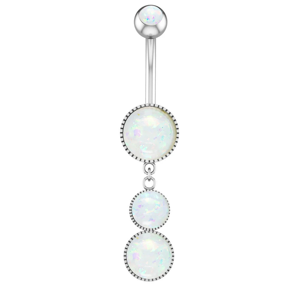 Dangle Belly Button Ring Hypoallergenic Surgical 14G Navel Button Piercing CZ Flower Heart Curved