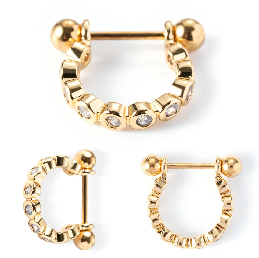 14G 316l Surgical Steel Round Clear CZ Nipple Barbells Clicker Nipple Rings