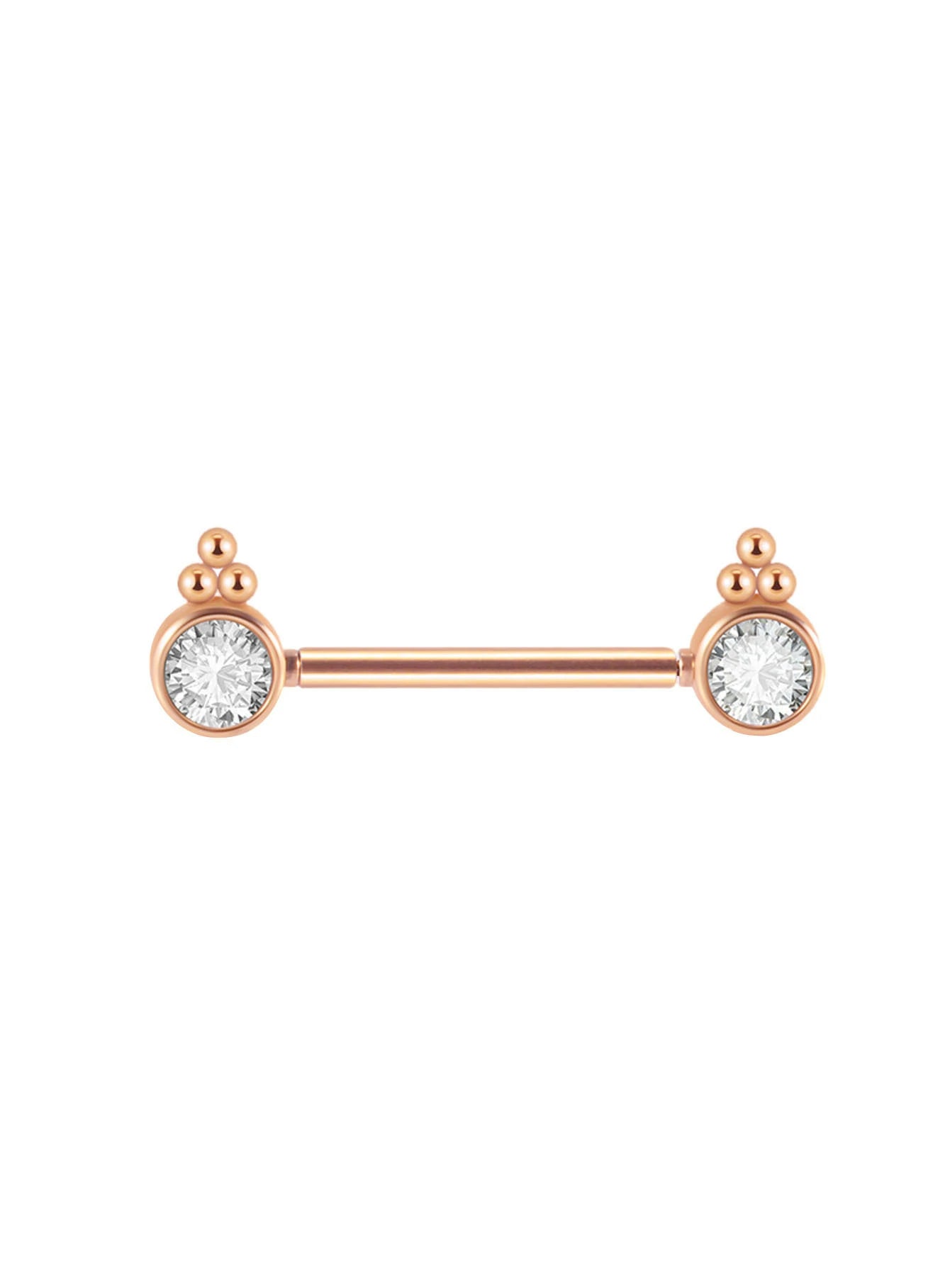 14G Surgical Steel & Gold Plated CZ Gem-Set Flower Petal Nipple Piercing Barbell