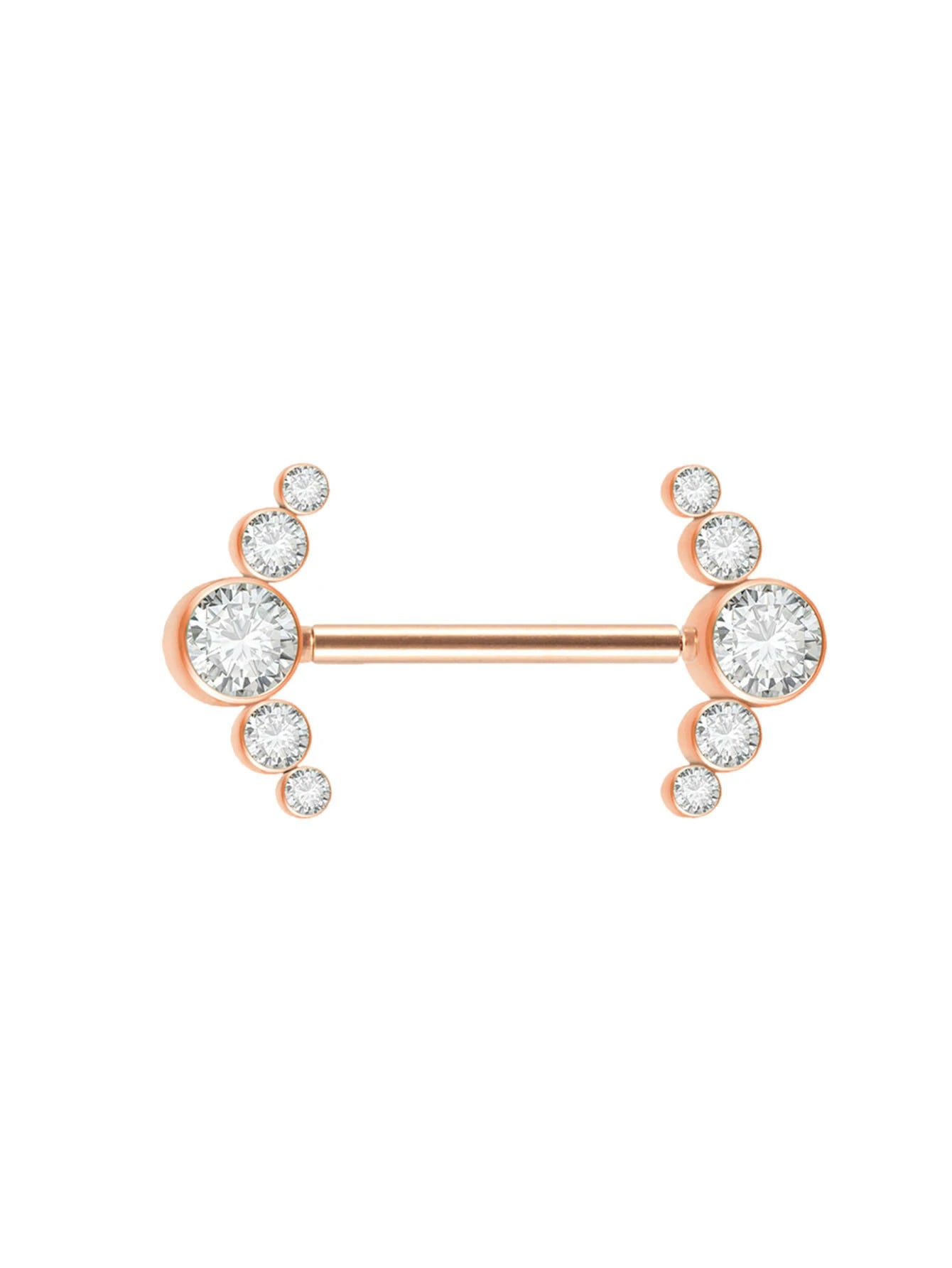 14G Surgical Steel & Gold Plated CZ Gem-Set Flower Petal Nipple Piercing Barbell