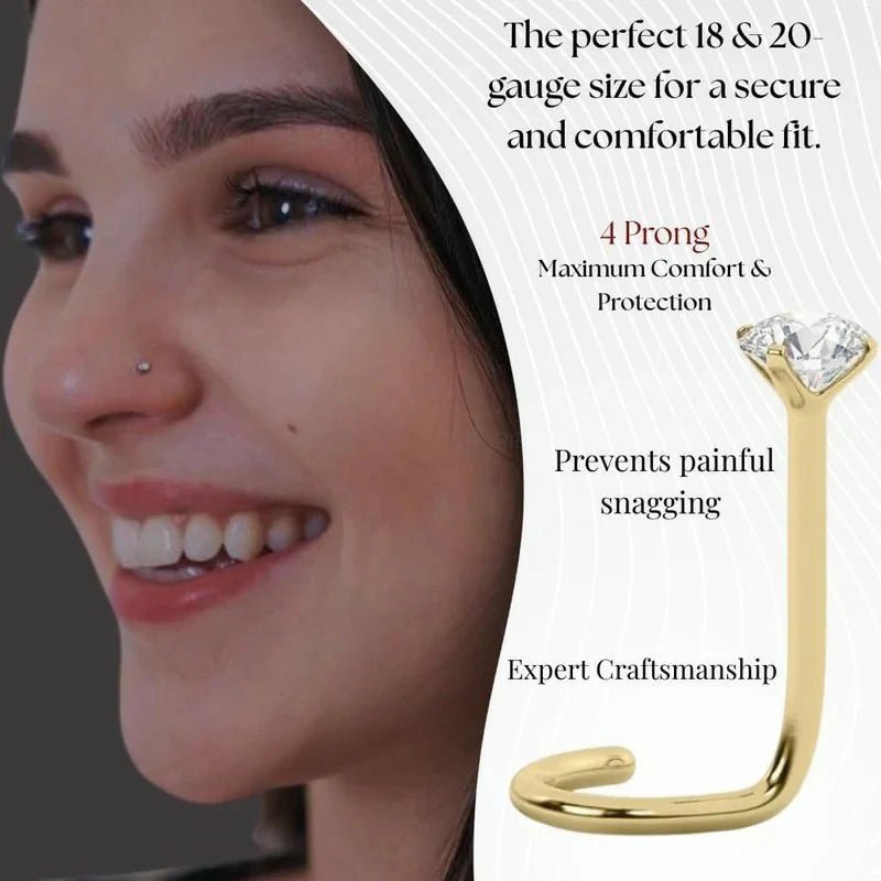 14K Gold Diamond Nose Stud 18G & 20G Gold 1.5mm Nose Stud to 3 mm Nose Piercing Studs