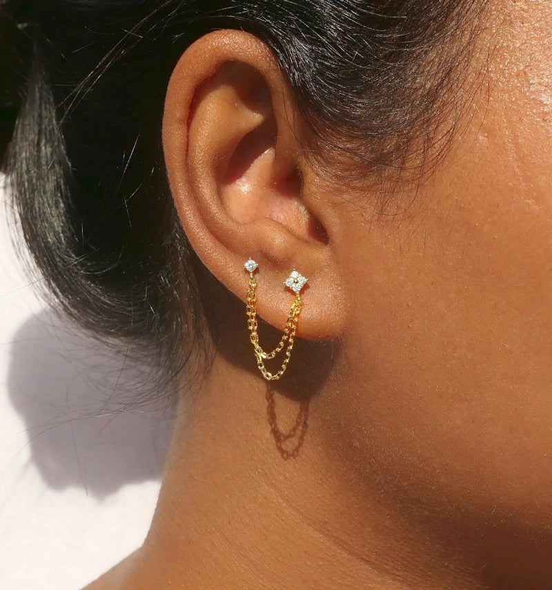14K Gold Plated Dangle Earrings Dainty Small Long Chain Earring