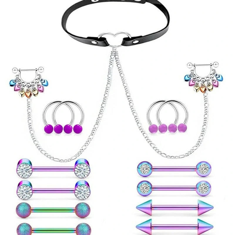 14G 16G Nipple Rings for Women Surgical Steel Purple Nipple Tongue Shield Barbell Ring Bar Nipplerings