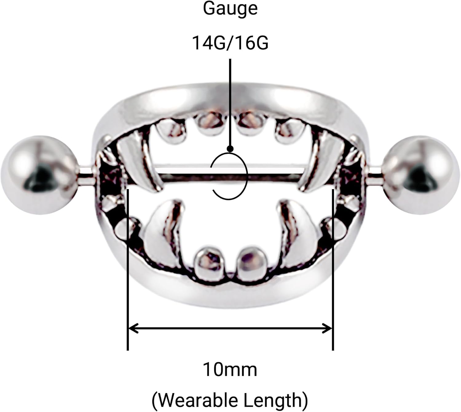 14G 16G Spooky Nipple Piercing Jewelry for Halloween, Vampire Skull Nipple Rings Surgical Steel for Men and Women, Nipple Shields Barbell Rings - QIAO CrystalQIAO CrystalQIAO Crystal