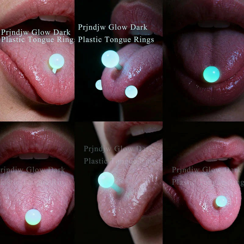 14MM Glow in Dark Tongue Nipple Ring Plastic Flexible Acrylic Straight Barbell