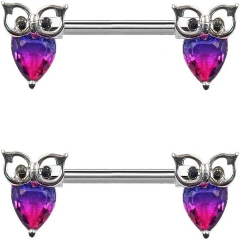 14G 316L Cute Animal Nipple Rings Stainless Steel Turtle Cat Rabbit Nipple Barbell Rings