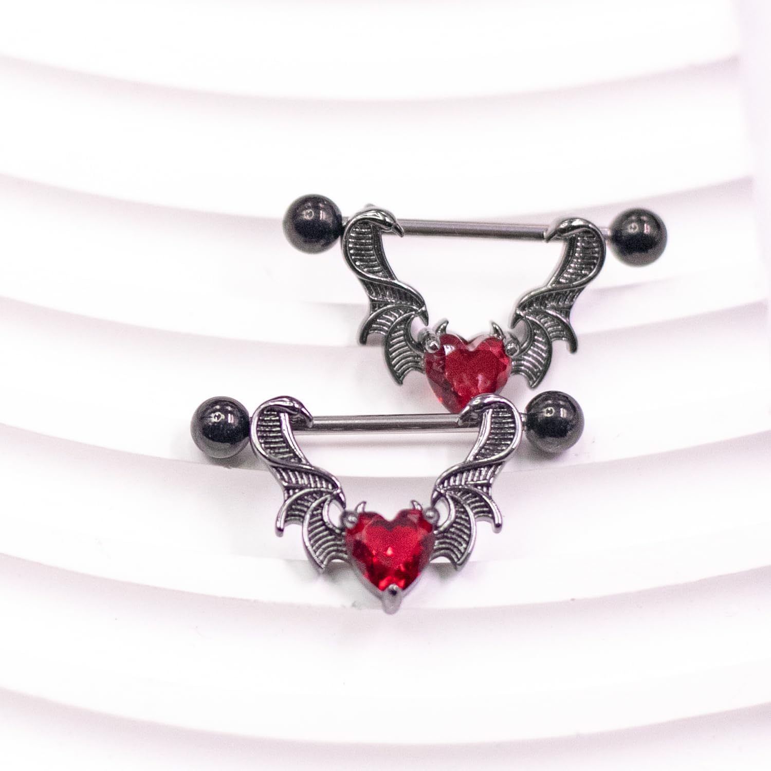 14G 316L Surgial Steel Halloween Devil Heart Nipple Rings Bat Dragon Wings Nipple Piercing Jewelry - QIAO CrystalQIAO CrystalQIAO Crystal