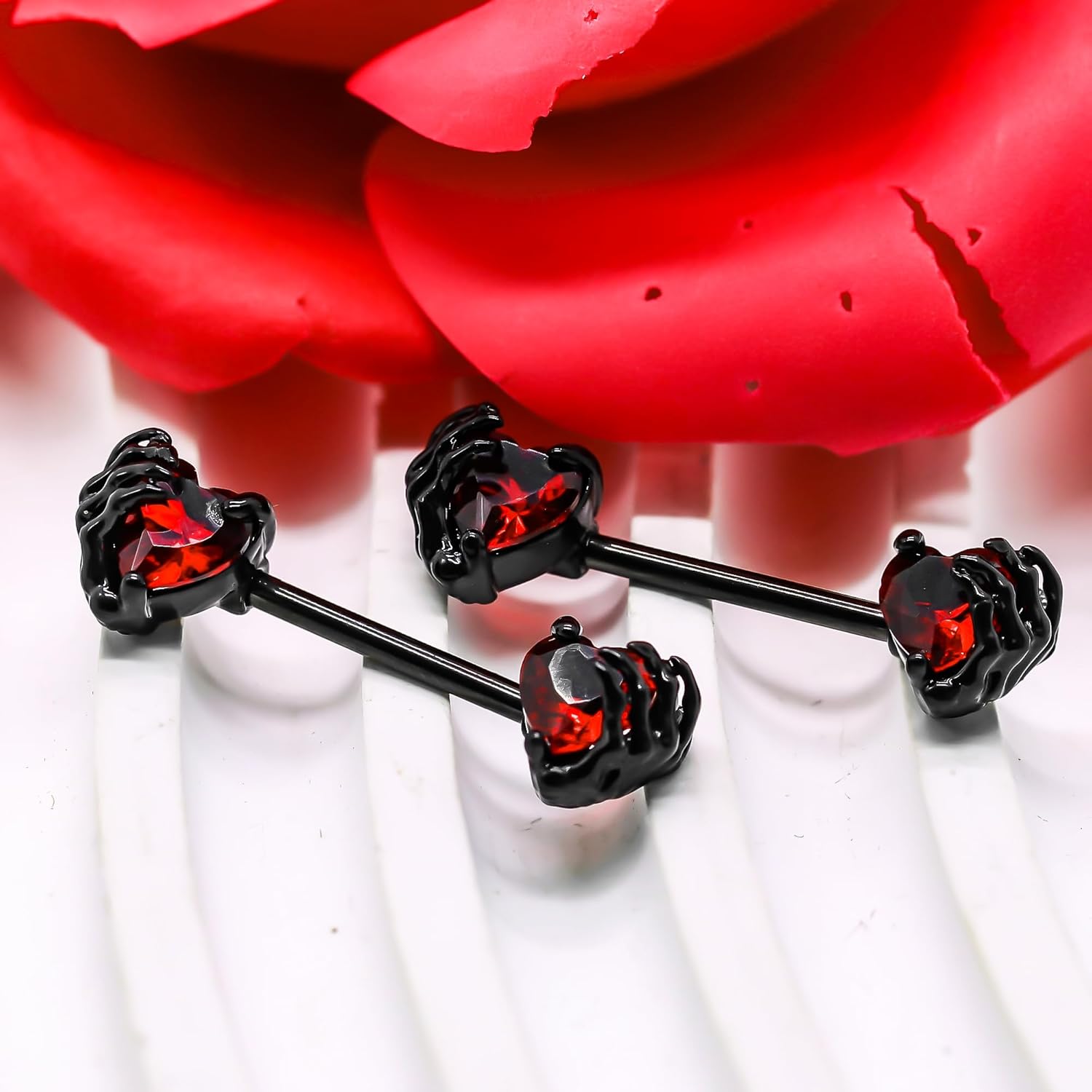14G 316L Surgial Steel Halloween Nipple Barbell Rings Devil Heart Nipple Rings Nipple Piercing Jewelry for Women and Men - QIAO CrystalQIAO CrystalQIAO Crystal