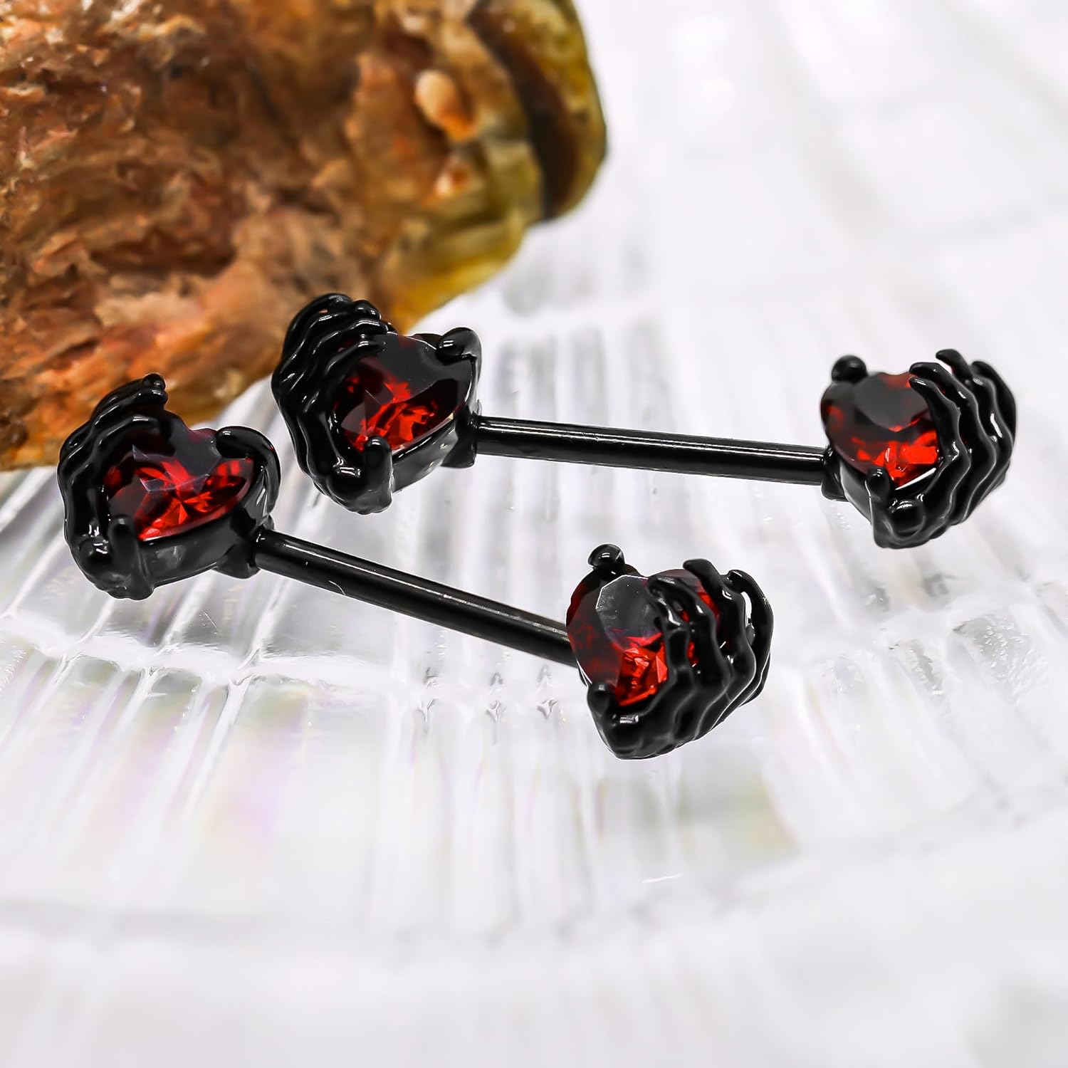 14G 316L Surgial Steel Halloween Nipple Barbell Rings Devil Heart Nipple Rings Nipple Piercing Jewelry for Women and Men - QIAO CrystalQIAO CrystalQIAO Crystal