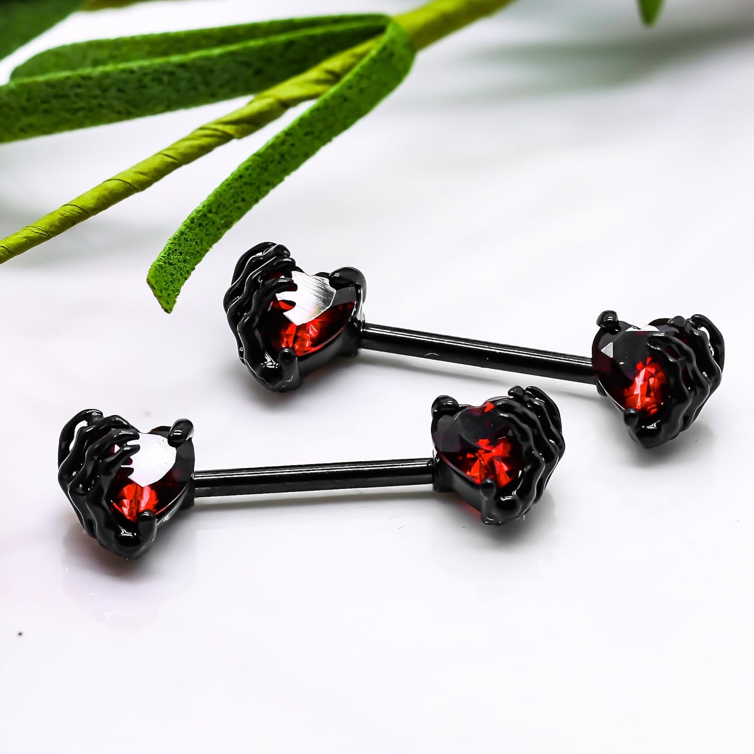 14G 316L Surgial Steel Halloween Nipple Barbell Rings Devil Heart Nipple Rings Nipple Piercing Jewelry for Women and Men - QIAO CrystalQIAO CrystalQIAO Crystal
