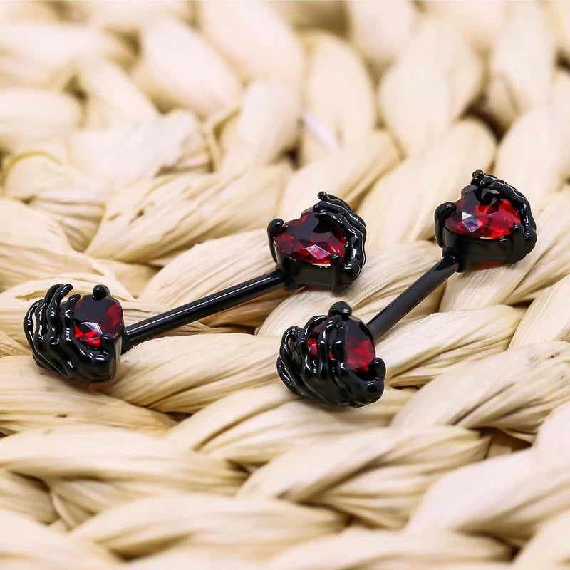 14G 316L Surgial Steel Halloween Nipple Barbell Rings Devil Heart Nipple Rings