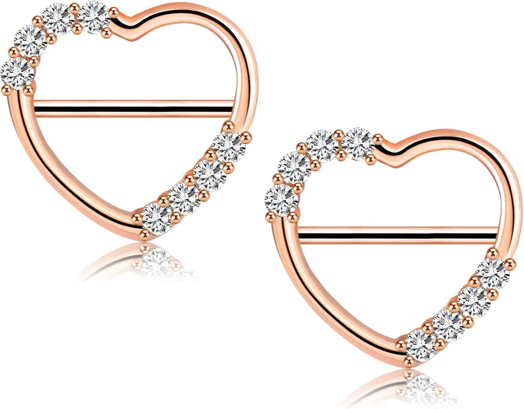 14G 316L Surgical Steel Barbell Dainty Shiny Clear CZ Nipple Clicker - QIAO CrystalQIAO CrystalQIAO Crystal