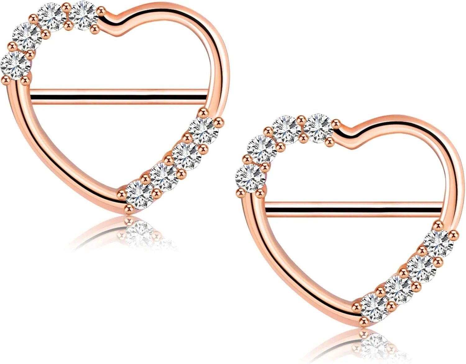 14G 316L Surgical Steel Barbell Dainty Shiny Clear CZ Nipple Clicker - QIAO CrystalQIAO CrystalQIAO Crystal