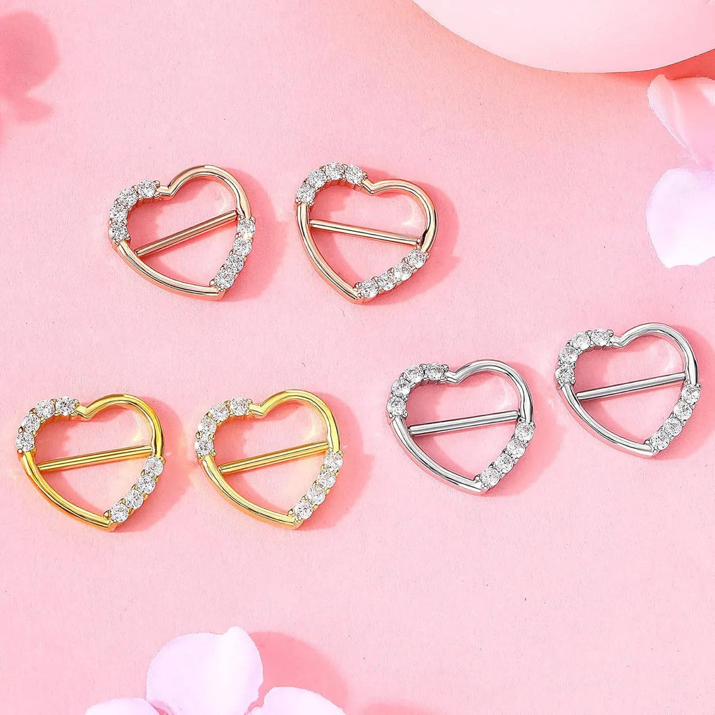 14G 316L Surgical Steel Barbell Dainty Shiny Clear CZ Nipple Clicker - QIAO CrystalQIAO CrystalQIAO Crystal