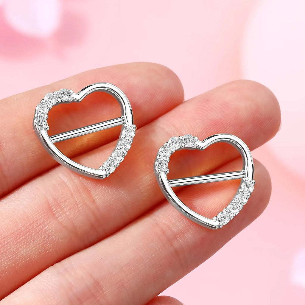 14G 316L Surgical Steel Barbell Dainty Shiny Clear CZ Nipple Clicker - QIAO CrystalQIAO CrystalQIAO Crystal