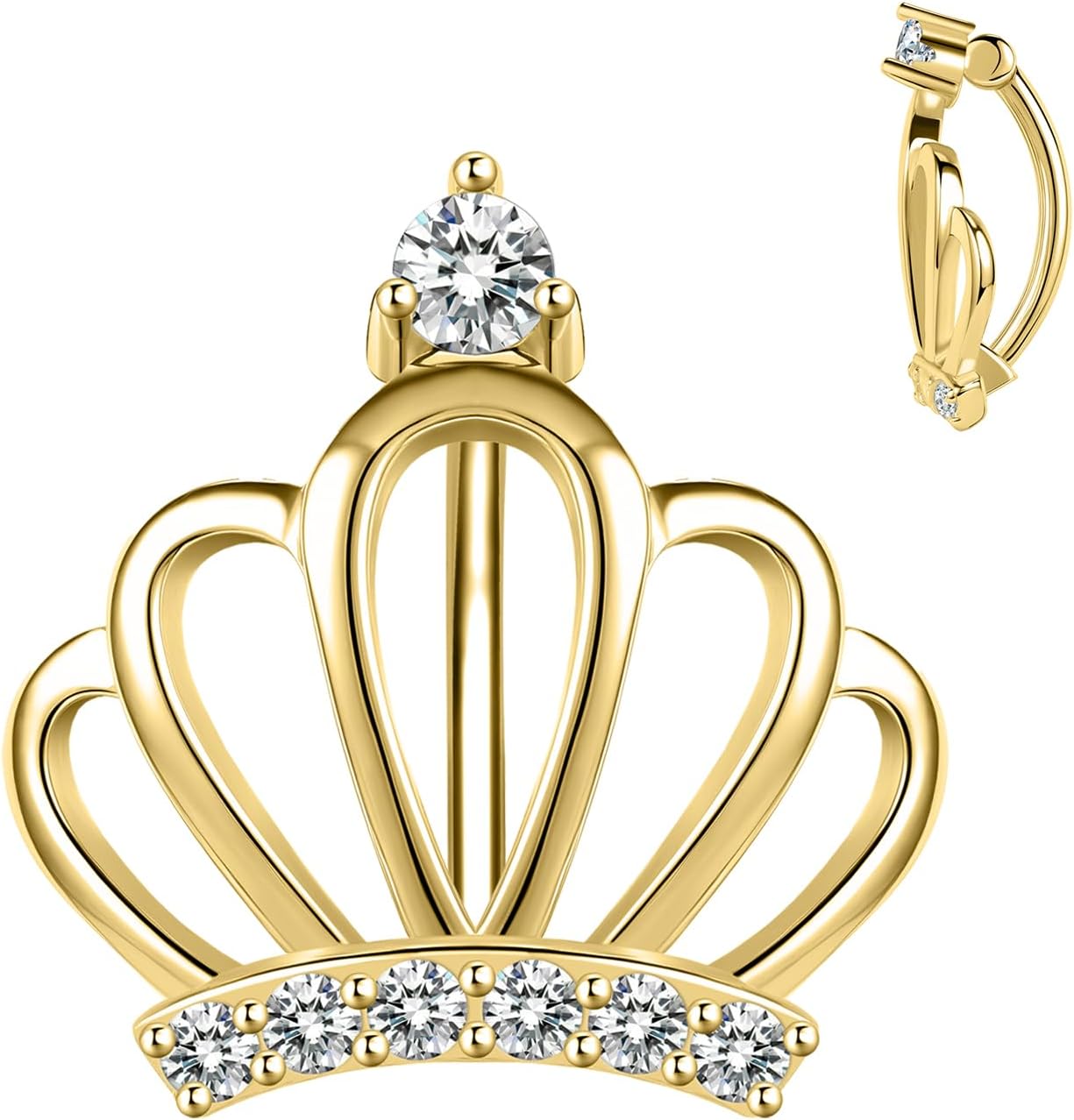 14G 925 Sterling Silver Clicker Belly Button Ring Crown Shape Belly Barbell Piercing 10/12mm Reverse Curved Hoop Navel Barbell Piercing Jewelry Silver Gold 1pc - 我的商店我的商店我的商店