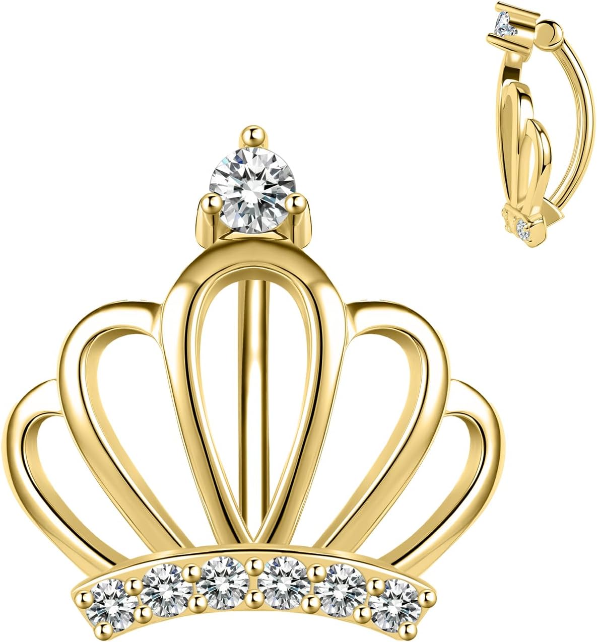 14G 925 Sterling Silver Clicker Belly Button Ring Crown Shape Belly Barbell Piercing 10/12mm Reverse Curved Hoop Navel Barbell Piercing Jewelry Silver Gold 1pc - 我的商店我的商店我的商店