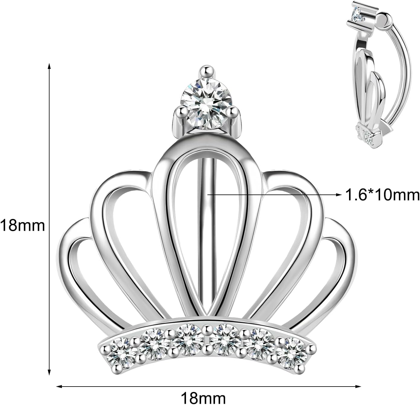 14G 925 Sterling Silver Clicker Belly Button Ring Crown Shape Belly Barbell Piercing 10/12mm Reverse Curved Hoop Navel Barbell Piercing Jewelry Silver Gold 1pc - 我的商店我的商店我的商店