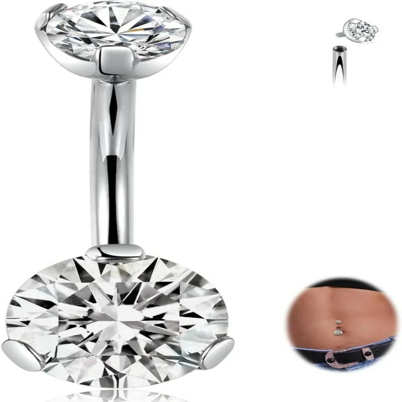 14G Belly Button Ring Titanium Belly Button Piercing Belly Ring Internally Threaded Navel Piercing Jewelry