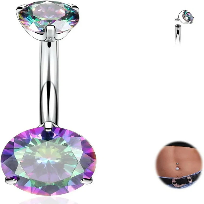 14G Belly Button Ring Titanium Belly Button Piercing Belly Ring Internally Threaded Navel Piercing Jewelry