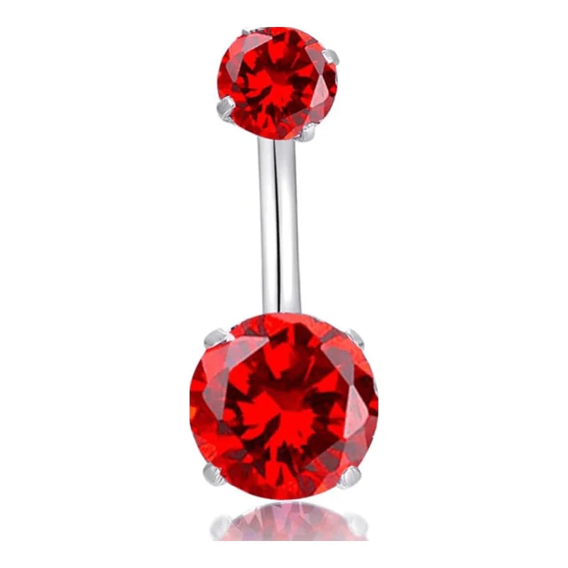 14G Belly Button Rings Surgical Stainless Steel Round Cubic Zirconia