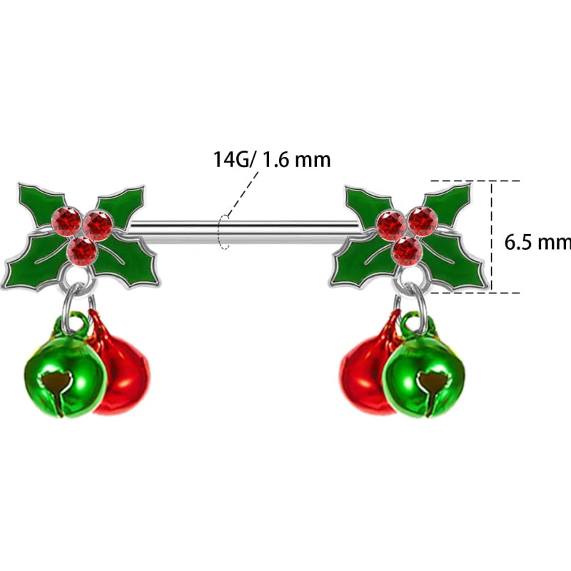 Illustrated diagram with measurements of the barbell: 14G (1.6mm) thickness, 16mm bar length, and bell dimensions.