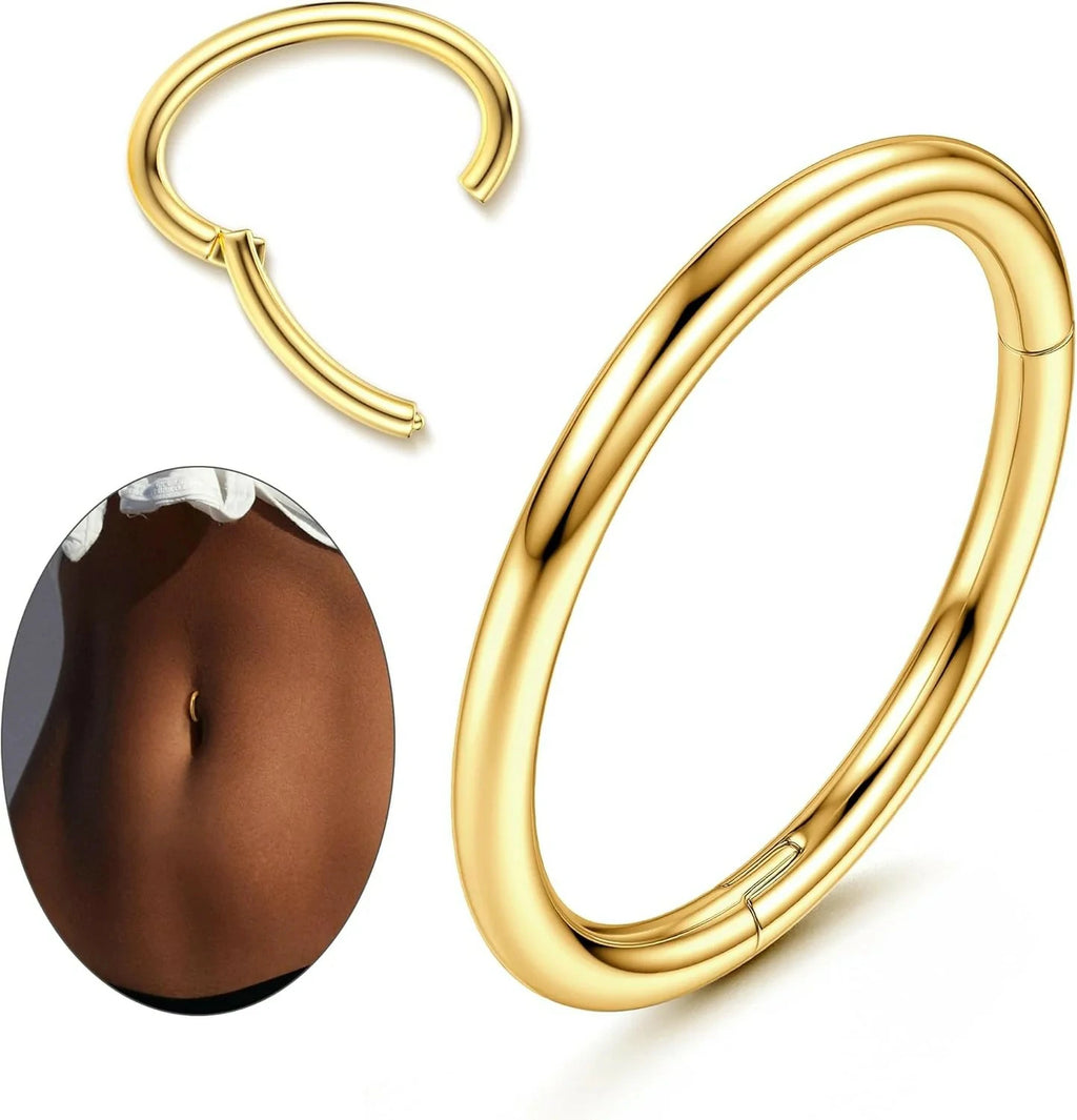 14G Clicker White Gold Plated Hoop Belly Button Rings Shiny CZ Belly Button Clicker